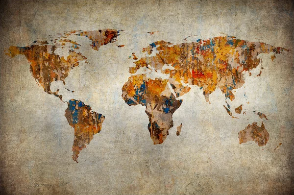 Гранж карта мира — стоковое фото