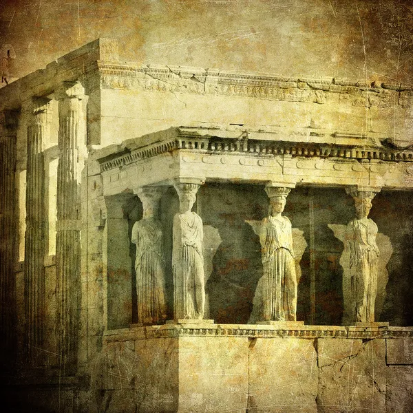 Старинные изображения кариатиды, Акрополь, Афины, Греция — стоковое фото