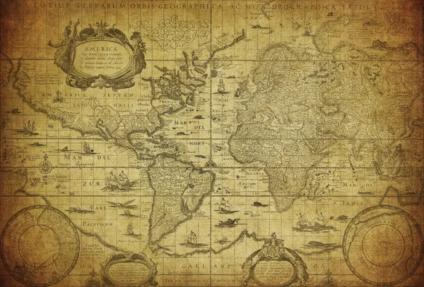 Старинные карты мира 1635 — стоковое фото