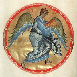 Евангелие Хитрово (РГБ. Ф. 304. III. №3/М.8657). Символ евангелиста Матфея