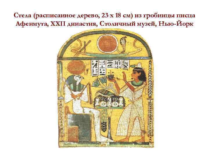 Стела (расписанное дерево, 23 х 18 см) из гробницы писца Афенмута, XXII династия, Столичный