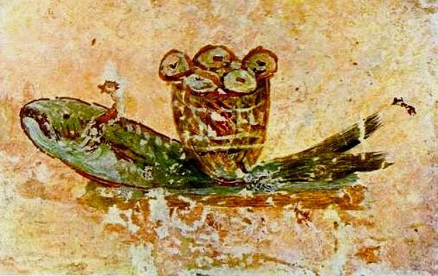 Евхаристический хлеб и рыба. Катакомбы святого Каллиста