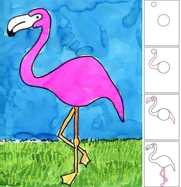 Как рисовать фламиго