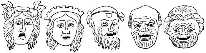 маски древнегреческой комедии, уроки древнегреческого