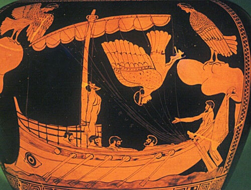 Odysseus and the Sirens, Greek Red-Figure Stamnos Vase, British Museum