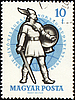 Древний воин с мечом по почтовому штемпелю | Иллюстрация