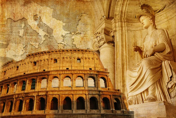 Старый Рим - концептуальные коллаж в стиле ретро — стоковое фото