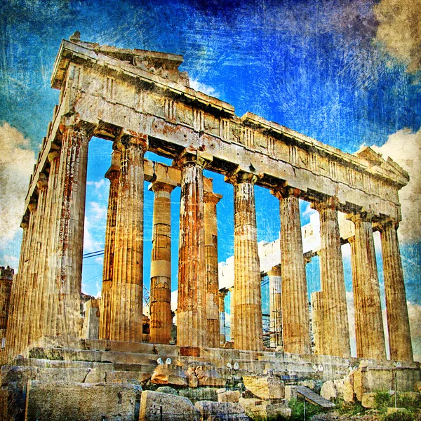 Древний акрополь - артистическое ретро разработало картину — стоковое фото