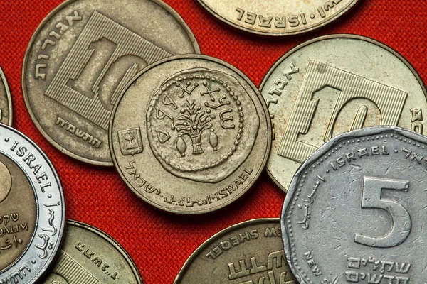 Разные монеты из Израиля — стоковое фото