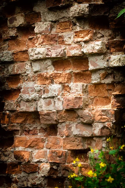 Texture Background Pattern Picturesque Old Ruined Brick Wall — стоковое фото